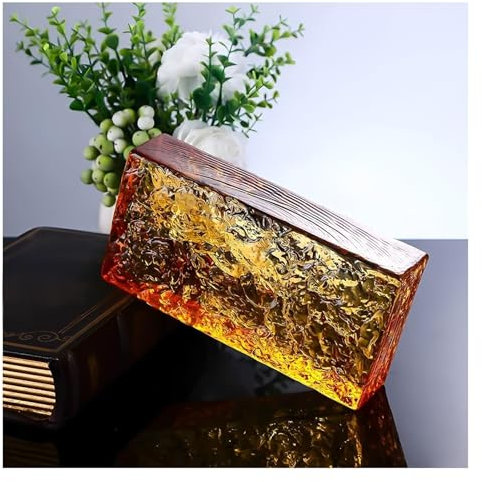 DXZXDJIU Blocs de Verre rectangulaires colorés – Briques de confidentialité en Cristal for Bar, hôtel, Bureau et Maison(Orange)