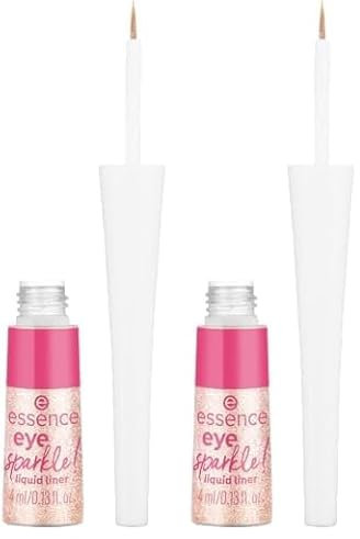 essence eye sparkle! liquid liner, Eyeliner, Nr. 01, Silber, langanhaltend, definierend, Wischfest, schimmernd, vegan, ohne Mikroplastikpartikel, Nanopartikel frei, ohne Parfüm, 2er Pack (4ml)