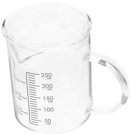 SHINEOFI Tasse Mesureuse Verre avec Couvercle Graduation Claire Multi-usage pour Cuisine et Pâtisserie Résistante Chaleur Pichet Doseur Pratique pour