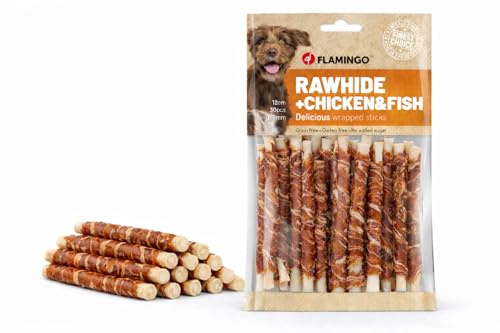 hundeleckerli - leckerli Hund - R'Hide Sticks - mit Huhn und Kabeljau - 12 cm - 30 Stück - 350 g - glutenfrei - getreidefrei - ohne Zuckerzusatz