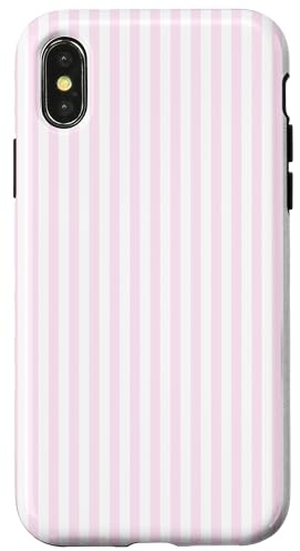 Elegant Pink White Stripes Retro Stripy Lines Beach Pattern Case for iPhone X/XS