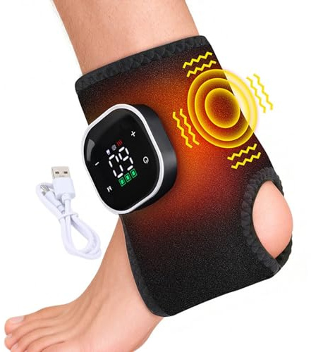 Appareil de Massage des Pieds avec Chaleur pour Homme - 5 niveaux de chaleur sans fil - Coussin Massant Cheville et Talon | pour Coureurs Sportifs Voyageurs Infirmiers Enseignants Maison Bureau Gym Dé