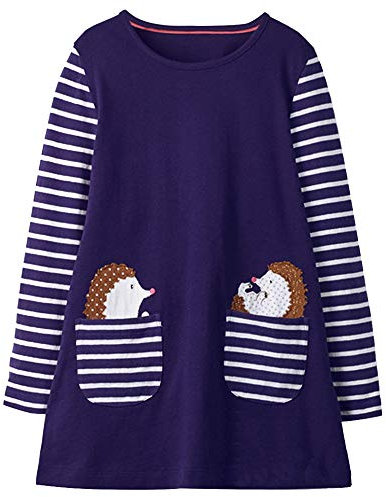 VIKITA Robes Manches Longues Coton Fille JM7667 4T - Jm7667 - 98/104cm (3-4 ans),Violet