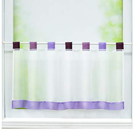 Joyswahl Scheibengardine Voile Bistrogardine »Esther« Glatte Kurzstore Transparente Gardine Stores HxB 60x145cm Violett 1er Pack