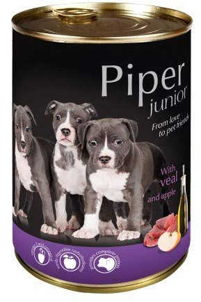 Piper 60x400g JUNIOR Kalb+Rinderherzen+Hühnermägen Dosen Nassfutter Hundefutter