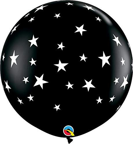 Qualatex 88280 Contempo Stars-A-Round 3ft Luftballons 2er Pack Onyx Schwarz