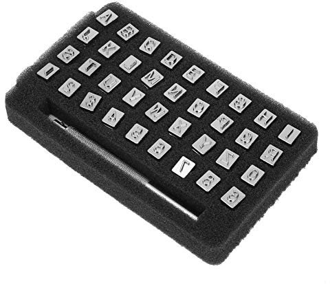 Juego de sellos de cuero de metal vintage de 36 unidades, 13 mm, diseño de alfabeto, 26 letras y 10 dígitos, herramienta de marroquinería DIY (6,5 mm)