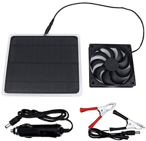 Cobeky Ventilador con Ventilador de Panel Solar de 10W Ventilador para Perro Pollo Invernadero Techo RV