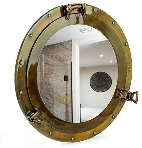 Nagina International Oblò per finestra, 43,2 cm, finitura bronzo anticato lucidato a olio, stile vintage, elegante decorazione per la casa e le pareti, specchio da appendere alla porta della finestra