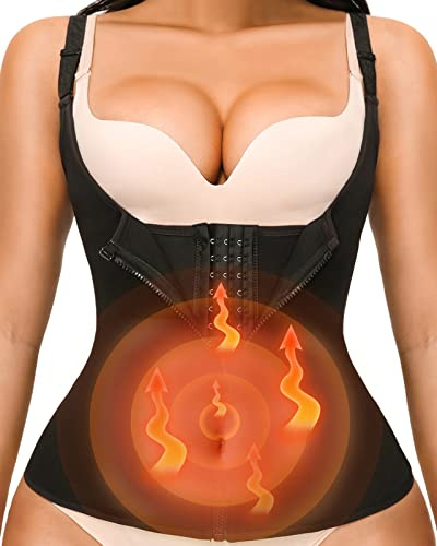 YADIFEN Sweat Waist Trainer for Women,Zipper Corset Body Shaper for Tummy Control Neoprene Cincher Sauna Vest Tank Top