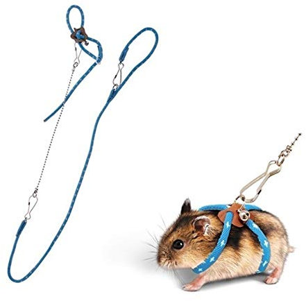 Small Pet Adjustable Soft Harness Leash Bird Parrot Mouse Hamster Rat Pet Leash Strong (Color : Blue)