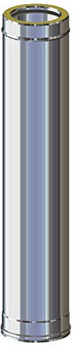 Canna Fumaria - Tubo in acciaio inox 1 metro AISI 316L coibentato resistenza fino a 600°C per stufe camini caldaie e forni a legna pellet gas gasolio. MADE IN ITALY (1000 mm) (ø 80 int. / 130 est.)