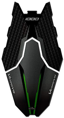 Resin Bike Aufkleber für Motorrad Kompatibel mit Kawasaki Versys 1000 2017-2025 Grand Tourer Grün Metall. Tankabdeckung vor Stößen und Kratzern. 3D-Harzklebstoff – Stickers - Made in Italy