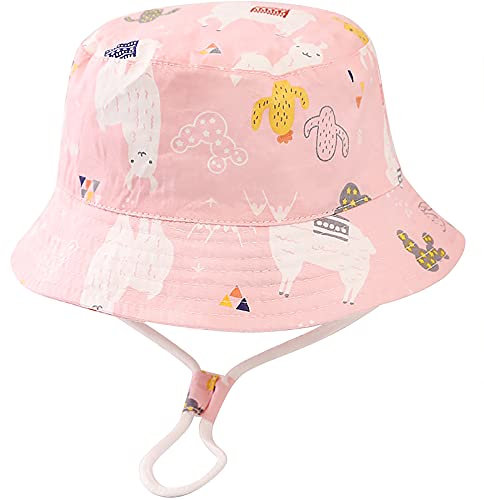 Malaxlx Unisex Baby Sonnenhut Alpaka Rosa Fischerhut Säugling Sommerhut für 6-12 Monate Mädchen Jungen