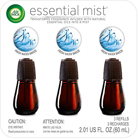 Air Wick Essential Mist Refill, 3ct, Fresh Waters, Air Freshener, Essential Oils