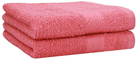 Betz 2-TLG. Handtuch-Set Premium 100% Baumwolle 2 Handtücher 50x100 cm Farbe Himbeere