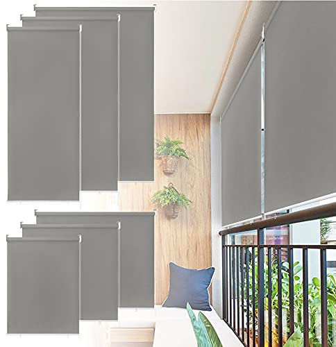 LARS360 Außenrollo Vertikaler Sonnenschutz Balkon Terrasse Wasserdichter Sonnenschutz Sichtschutz Grau 180x140cm