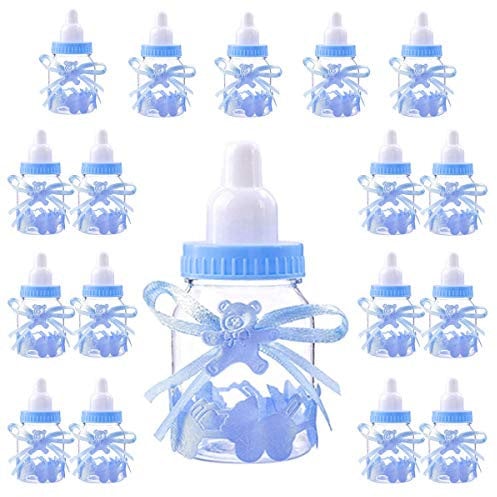 Junge Süßigkeiten Box 18 Flasche Blau, Babyparty Deko Junge, Baby Shower, Baby Party Dekoration Box Gastegeschenke Taufe Geschenkpaket (4cm*4cm*9cm) -18 STK-