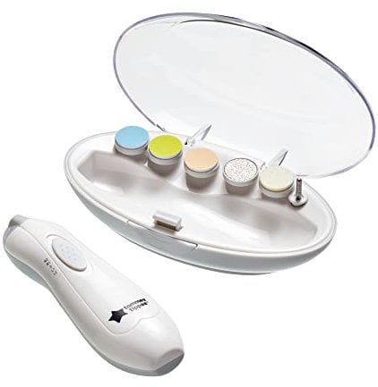 Tommee Tippee Elektrischer Baby-Nagelknipser und Kleinkind-Nagelknipser, Maniküre Set, mit LED-Licht und 6 Feilenköpfen für Neugeborene, Kleinkinder oder Erwachsene