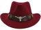 LIANGFANG Outdoor Lederhut aus Wildleder Westernhut Wollfilz Damen Westernhut Cowboyhut Westernkleidung Filzhut für Damen und Herren, Wein, Einheitsgröße, (AAC01)