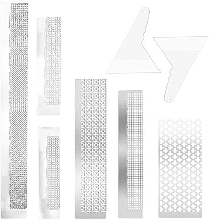 8 Stück 5D-Diamant-Malerei-Lineal mit Diamant-Malerei-Fixierwerkzeugen aus Edelstahl, DIY-Zeichenlineal, Diamant-Mesh-Lineal, Punktmalwerkzeug, 216, 400, 520, 599, 699, 800, blanko Gitter für