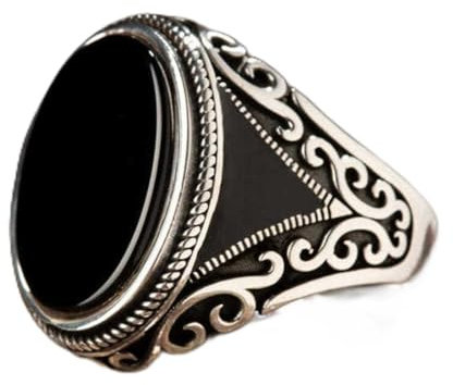 CXWK Bague Turque rétro Faite à la Main pour Hommes Vintage Double épées Anneaux en Zircon Noir Punk à la Mode Islamique Religieux Musulman Bijoux