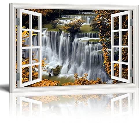 Falsche Fensterbilder, gerahmte Bilder, abstrakte Wandkunst, Leinwand, Panorama-Wandkunst, vertikale Wanddekoration, Leinwanddrucke, 70 x 113 cm/28 x 44 Zoll, mit Rahmen