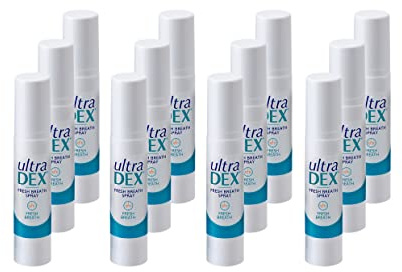 UltraDEX Fresh Breath Oral Spray 12 X 9 ml, White, 9 ml (Pack of 12) | Breath Spray Bad Breath Treatment for Adults. 12 Hour Freshness Halitosis Treatment. Vegan-Friendly, Alcohol & Sugar-Free.