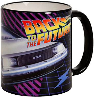 Elbenwald Zurück in die Zukunft Tasse mit DeLorean Gigawatt Motiv Rundumdruck Keramik 320 ml