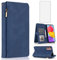 Asuwish Compatible with Samsung Galaxy M13 4G/M23 5G/F23 5G Wallet Case Tempered Glass Screen Protector and Zipper Leather Flip Cover Card Holder Stand Cell Accessories for Gaxaly M13 Women Men Blue