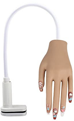 KnowU Practice Hand for Acrylic Nails, Silicone hand Model with Flexible Fingers, 100 PCS Nail Tips for Nail Trainer Hand, Nail Practice Hand for Nail Manicure for Beginners, (Skin Color)