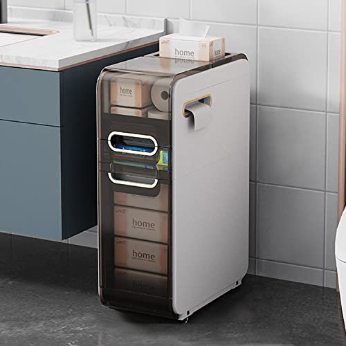 Petit meuble de rangement de salle de bain - Design d'angle fin | Rangement de papier toilette | Solution peu encombrante pour les salles de bains étroites – 2 étagères incluses