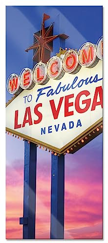 Pixxprint Glasbild Panorama, Wandbild aus Echtglas, Las Vegas Schild in der Dämmerung, 120x50 cm, inkl. Aufhängung und Abstandshalter