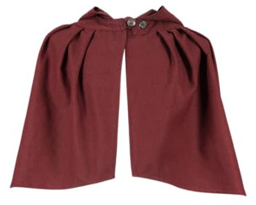 MYTHOLON Niko Umhang kurz mit Kapuze, Kinder und Jugendliche, Canvas, bordeaux, Kapuzenumhang, Umhang mit Kapuze aus Baumwolle, Mittelalter, Magier, Priester, Wikinger, Mönch