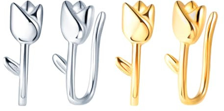 CONILOK 2 Paare Tulpen Ohrringe Silber 925 Stecker Ohrstecker Ohrhänger Damen Schmuck Ohrring Kleine Geschenke für Frauen Mädchen Beste Freundin Mutter Geburtstag Hochzeit Weihnachtstag Valentinstag