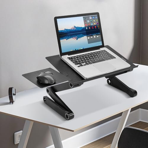 OHMG Mesa de Ordenador Portátil, Soporte Plegable para Cama, Altura Ajustable Con Orificios de Ventilación, para Sofá