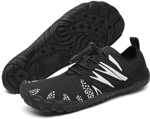 Mishansha Badeschuhe Herren Wasserschuhe Damen Schwimmschuhe Aquaschuhe Strandschuhe Barfußschuhe Neoprenschuhe Schnell Trocknend Surfschuhe mit Breiter Zehenbox Nachtschwarz EU Gr.43