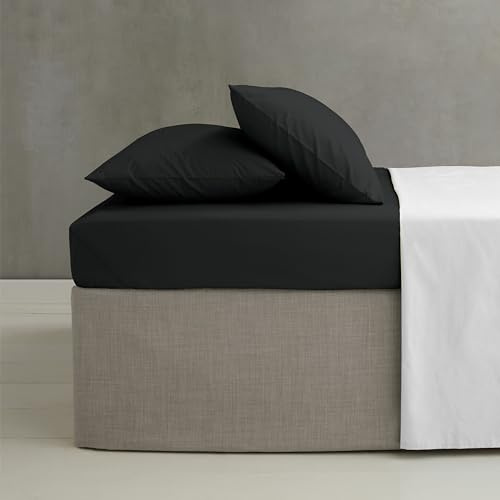 Catherine Lansfield Easy Iron Percale Combed Extra Deep Super King Fitted Sheet Black