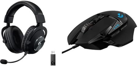 Logitech G PRO X Wireless LIGHTSPEED Gaming Headset, Blue VO!CE Mic Filter Tech, 50 mm PRO-G Drivers & G502 HERO High Performance Wired Gaming Mouse, HERO 25K Sensor, 25,600 DPI, RGB