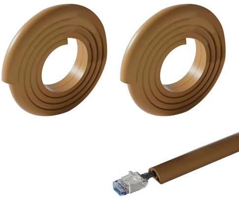 Xafrstyu Cable Trunking Kit, Electrical Cable Trunking with Self Adhesive, Trunking for TV Cables, Decorative Self-Adhesive Cable Cover (2M,Brown)