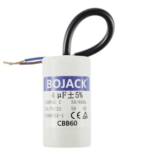 BOJACK CBB60 4uF 450V 50/60HZ Anlaufkondensator, SH Motorbetriebskondensator, AC Motorkondensator, mit Draht
