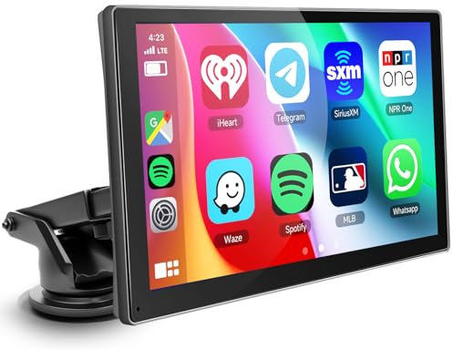 Hodozzy Pantalla de Coche con Carplay y Android Auto Inalambricos, Radio Portátil 9 Pulgadas HD Pantalla Táctil, Radio de Coche Portátil con Superlink, AirPlay, Bluetooth, OTA, FM, Control por Voz