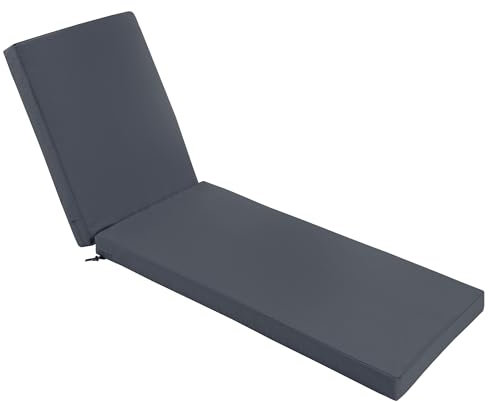 Summsun Cojines de repuesto impermeables y resistentes a la decoloración para tumbona de patio con funda extraíble para piscina, terraza, césped, 80 x 26 x 3 pulgadas, gris oscuro
