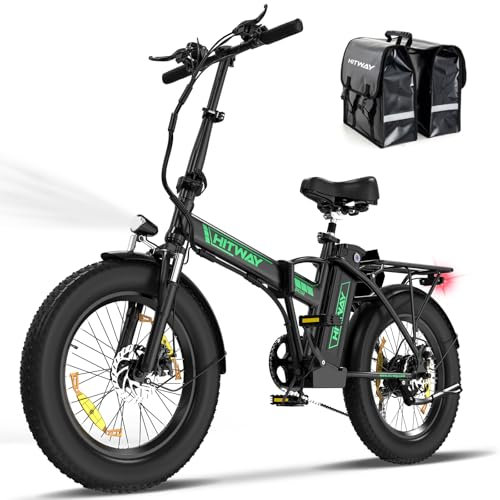 HITWAY Vélo électrique Adulte, 20×3,0/4,0 Fat Tire VTT Electrique, vélo électrique Pliable, Avec Batterie Amovible 36V 12Ah/48V 15Ah, Jusqu'à 90KM/100KM, 250W Moteur, 7 Vitesses Vélo pour Homme Femme