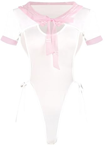 MIZSPISE Tenue Sexy Body Femme Coquine Ecoliere Cosplay Costume Hot Nuisette Fille Deguisement Anime Jeux Couple Jeu de Rôle Combinaison 1 Pieces Lingerie Saint Valentin Fete Halloween