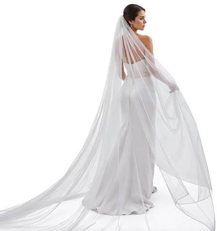 HaiFafafaing Schleier Braut Lang Hochzeit Brautschleier Tüll Schleier mit Kamm Einschichtige Weiche Kathedrale Hochzeitsschleier Haarschmuck Brautkleid