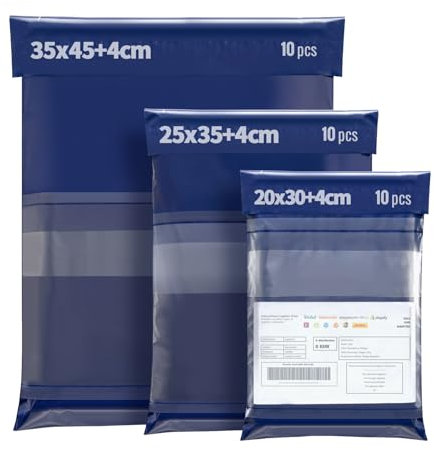 Wemk Versandtaschen Warensendung, 30 Stück Versandtüten für Vinted, 3 Größen Versandtaschen Packung, Selbstklebend und Blickdicht, Wasserdicht, Abrasionsbeständig