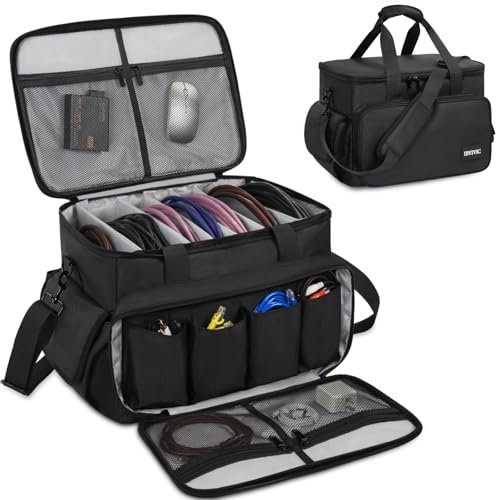 IBVIVIC Gig Band Cable File Bag With Adjustable Dividers Dj Gig Bag for Cables, Cords,DJ Gear,Sound Instrument and Accessories 16L x 11W x 12H inch, Grey