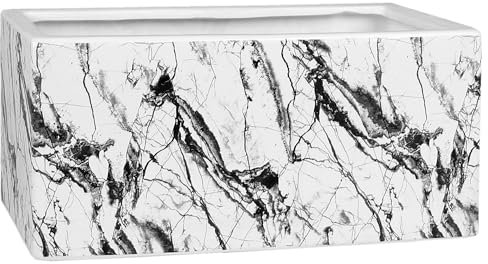sarcia.eu Cache-pot en céramique, en marbre blanc et noir, 22,5 x 12 x 10 cm