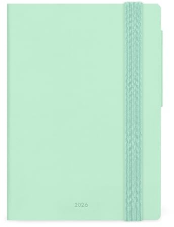 Legami - Tageskalender Small 2026, Pastel Mint, 12 Monate, klein, Verschluss mit Gummiband, Tagebuch von Januar 2026 bis Dezember 2026, aus FSC-zertifiziertem Papier, 9,5 x 13,5 cm